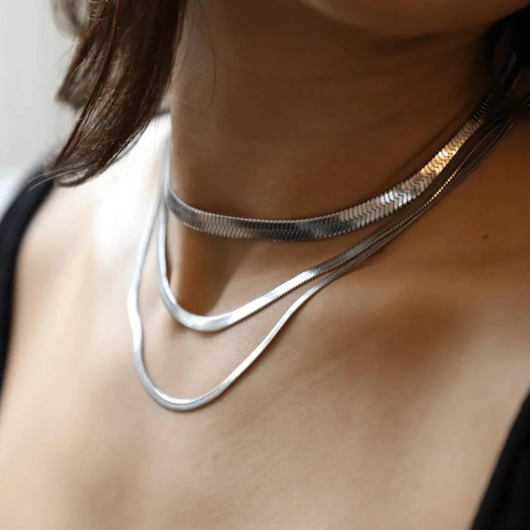 Necklace Herringbone Chain Waterproof Layering Jewelry